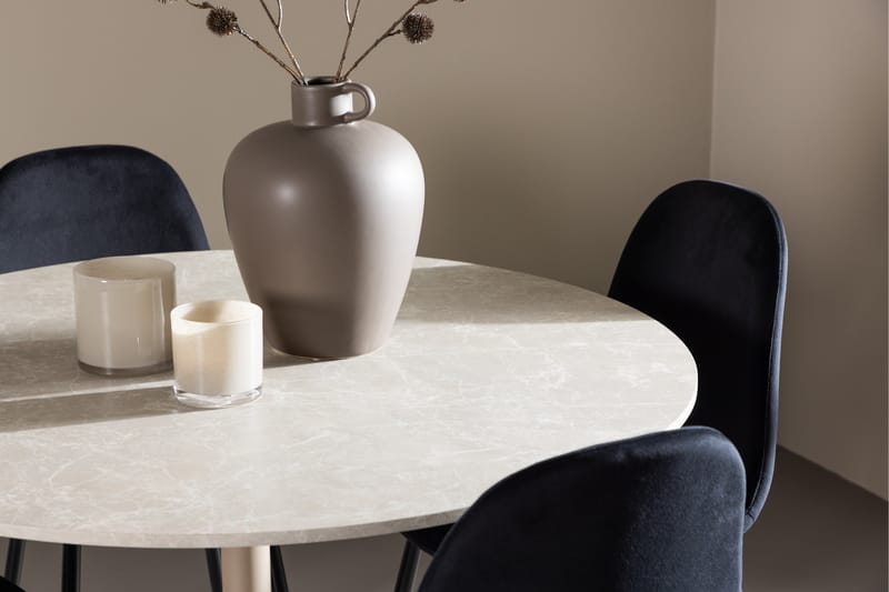 Lycke Spisegruppe 110 cm Rund med 4 Polar stoler - Beige/Svart - Møbler - Bord - Spisegrupper