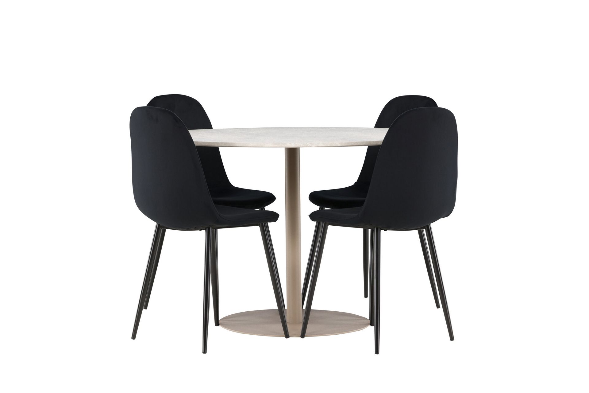 Lycke Spisegruppe 110 cm Rund med 4 Polar stoler - Beige/Svart - Møbler - Bord - Spisegrupper