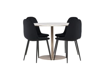 Lycke Spisegruppe 110 cm Rund med 4 Polar stoler - Beige/Svart - Møbler - Bord - Spisegrupper