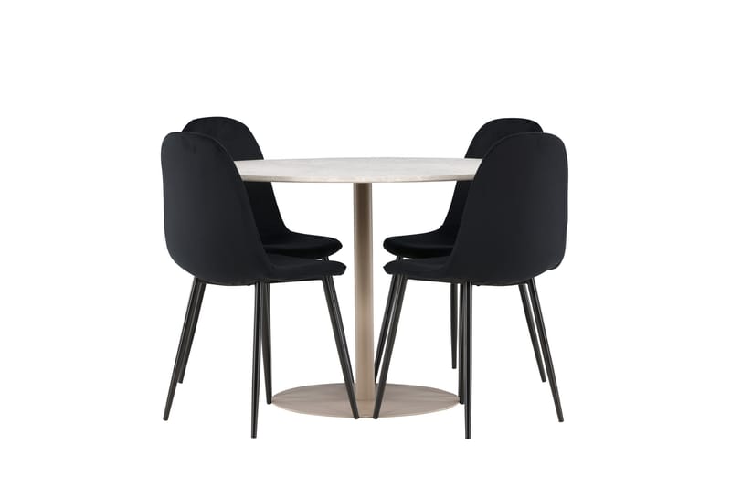 Lycke Spisegruppe 110 cm Rund med 4 Polar stoler - Beige/Svart - Møbler - Bord - Spisegrupper
