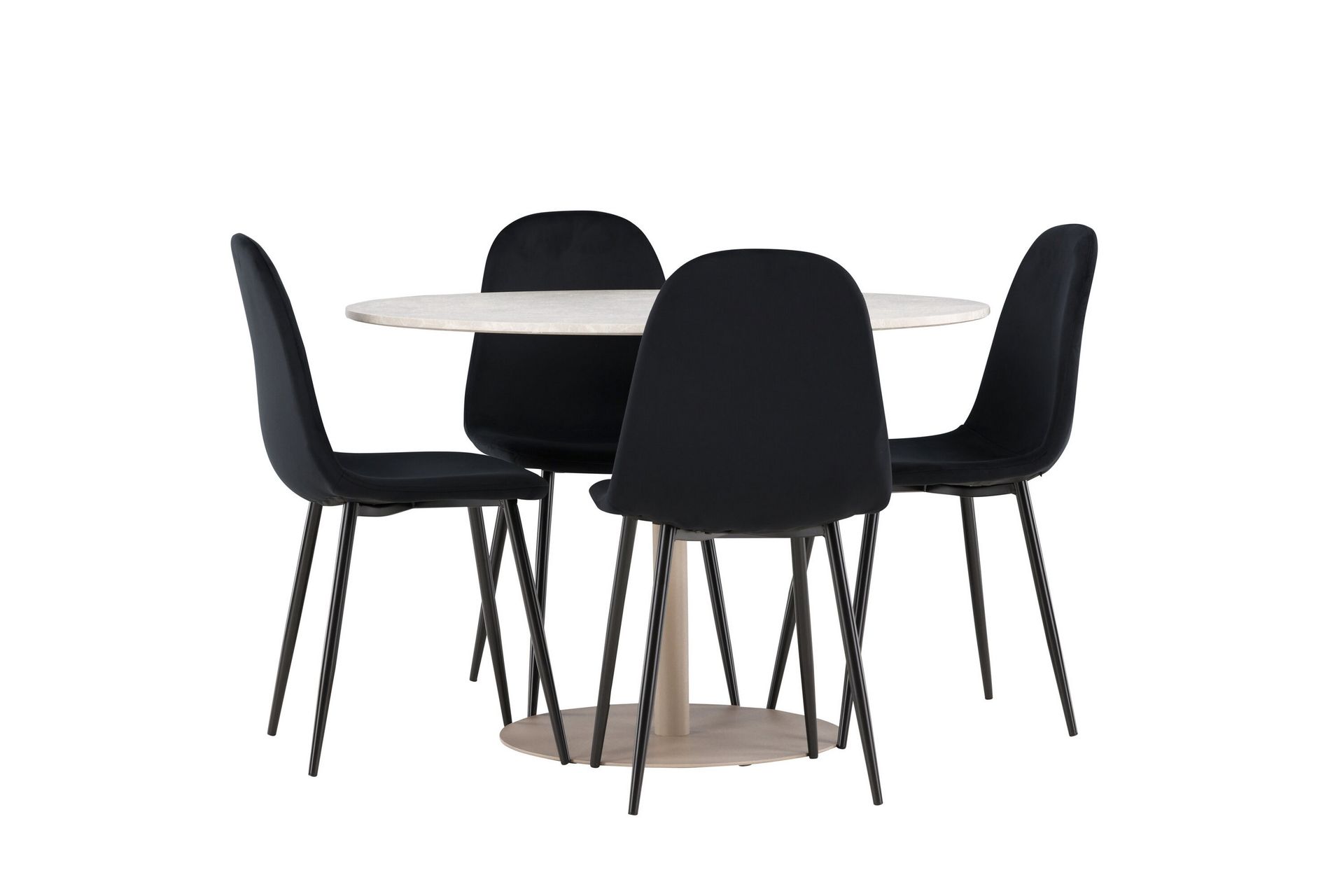 Lycke Spisegruppe 110 cm Rund med 4 Polar stoler - Beige/Svart - Møbler - Bord - Spisegrupper