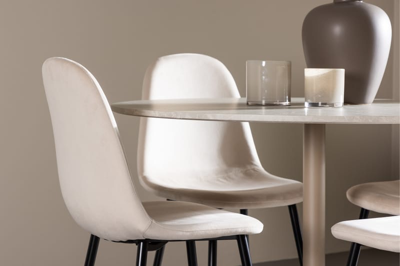 Lycke Spisegruppe 110 cm Rund med 4 Polar stoler - Beige/Beige - Møbler - Bord - Spisegrupper