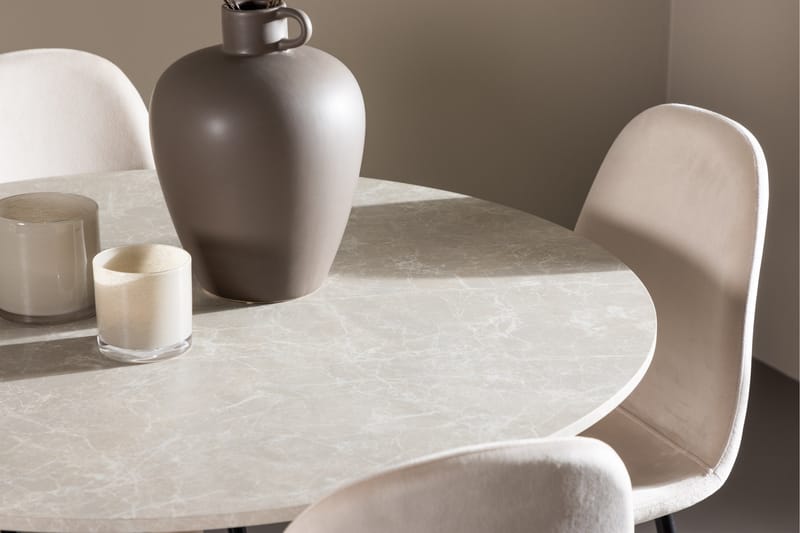 Lycke Spisegruppe 110 cm Rund med 4 Polar stoler - Beige/Beige - Møbler - Bord - Spisegrupper