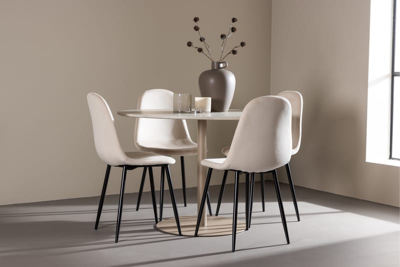 Lycke Spisegruppe 110 cm Rund med 4 Polar stoler - Beige/Beige - Møbler - Bord - Spisegrupper