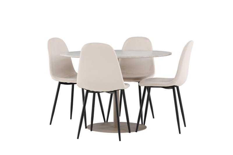 Lycke Spisegruppe 110 cm Rund med 4 Polar stoler - Beige/Beige - Møbler - Bord - Spisegrupper