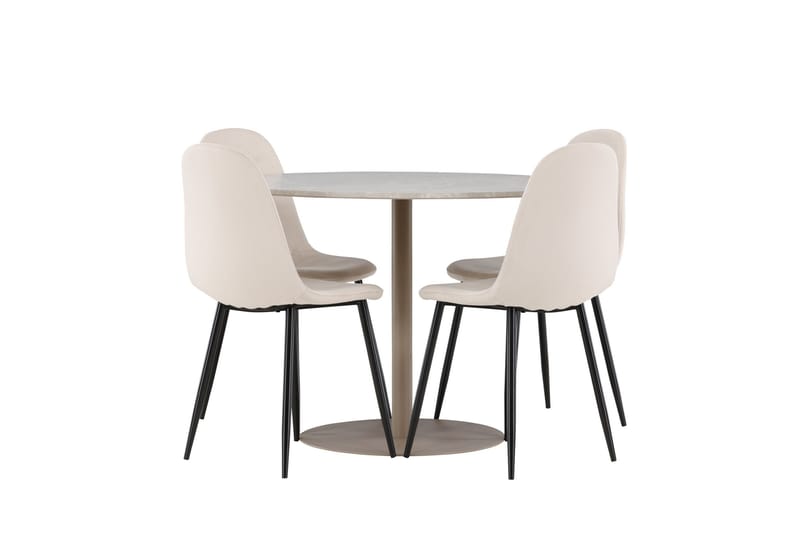 Lycke Spisegruppe 110 cm Rund med 4 Polar stoler - Beige/Beige - Møbler - Bord - Spisegrupper