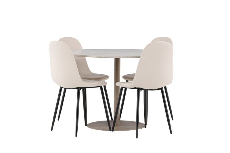 Lycke Spisegruppe 110 cm Rund med 4 Polar stoler - Beige/Beige - Møbler - Bord - Spisegrupper