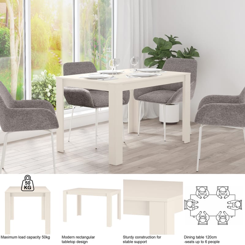 Lynn Rektangulært Spisebord 120 cm i Tre - Beige - Møbler - Bord - Spisebord & kjøkkenbord