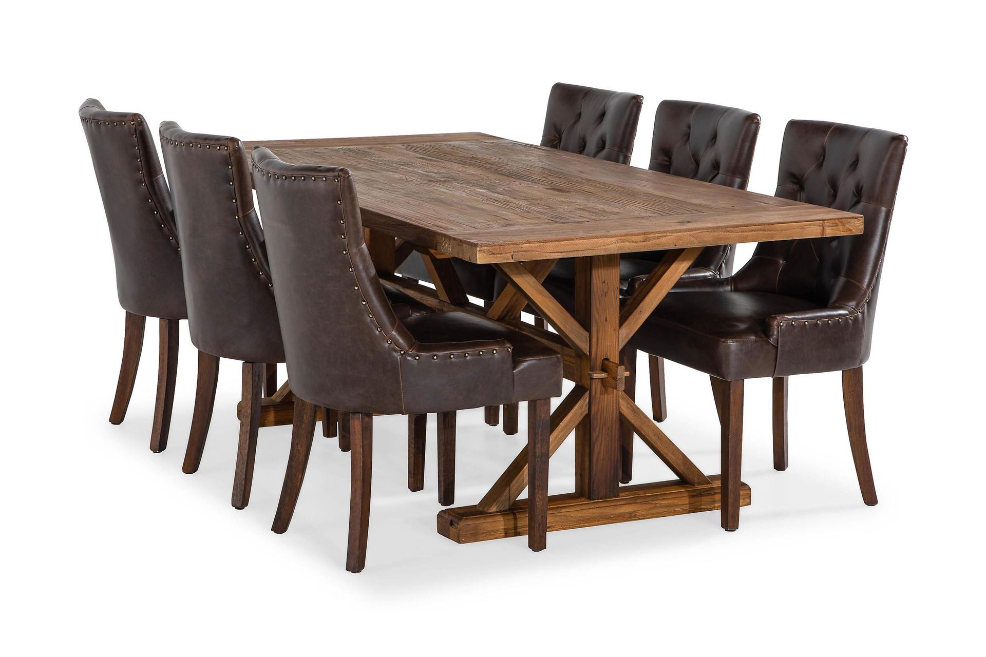 Lyon Forlengningsbar Spisegruppe 200 cm med 6 Tuva Stol - Natur/Brun
