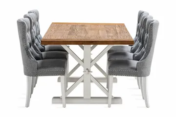 Lyon Spisegruppe 200 cm inkl. 6 Bergviken Stoler - Brun/Hvit - Møbler - Bord - Spisegrupper