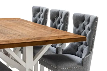 Lyon Spisegruppe 200 cm inkl. 6 Bergviken Stoler - Brun/Hvit - Møbler - Bord - Spisegrupper