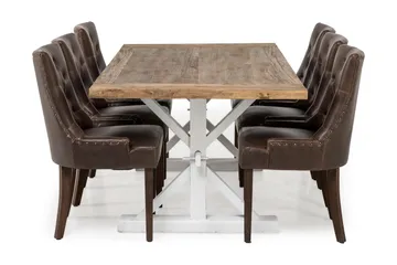Lyon Spisegruppe 200 cm med 6 Tuva Stol - Natur/Hvit/Brun - Møbler - Bord - Spisegrupper