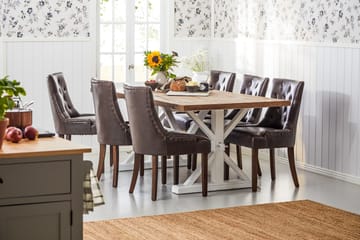 Lyon Spisegruppe 200 cm med 6 Tuva Stoler - Natur/Hvit/Brun - Møbler - Bord - Spisegrupper
