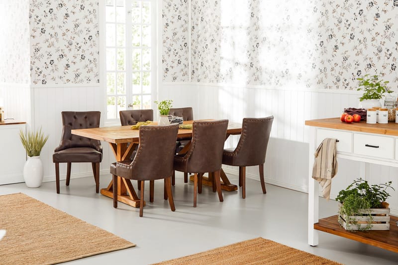 Lyon uttrekkbar spisegruppe 200 cm med 6 Tuva lenestoler - Natur/Brun - Møbler - Bord - Spisegrupper