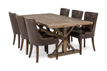 Lyon uttrekkbar spisegruppe 200 cm med 6 Tuva stoler - Natur / Brun - Møbler - Bord - Spisegrupper