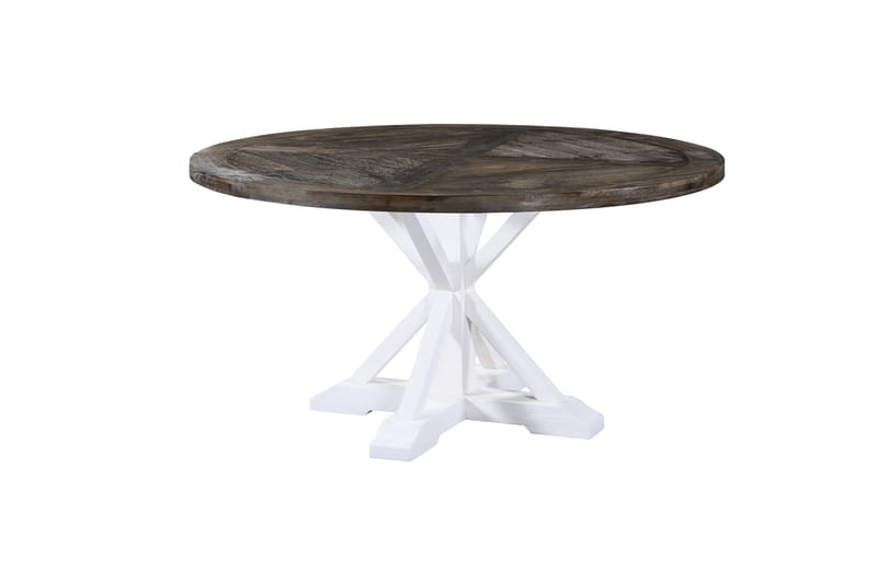 Lyon Premium Spisebord 150 cm Rundt - Natur/Hvit - Spisebord & kjøkkenbord