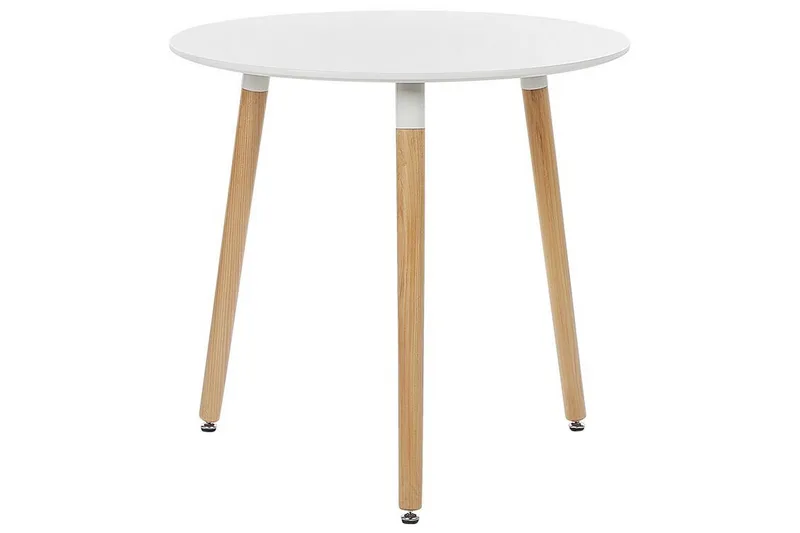 Magog Spisebord 80 cm Rund, Hvit/Lys Brun