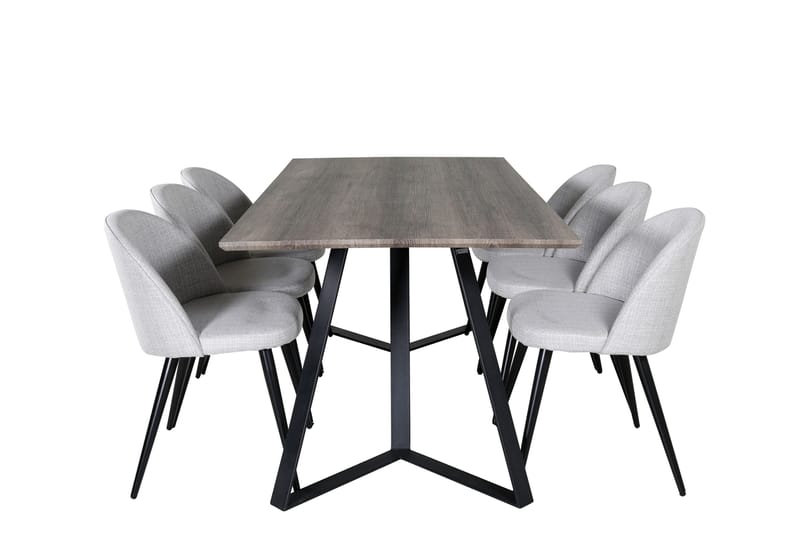 Malvina Matgruppe 180 cm Rektangulær med 6 Sedavi Stoler, Svart