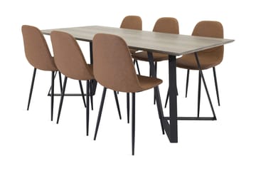 Malvina spisegruppe med 6 Pontus stoler - Grå/Svart/Brun - Møbler - Bord - Spisegrupper