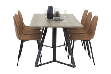 Malvina spisegruppe med 6 Pontus stoler - Grå/Svart/Brun - Møbler - Bord - Spisegrupper