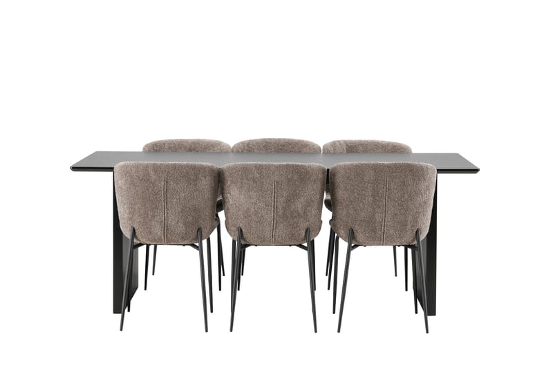 Mangat Spisegruppe 200 cm Rektangulær med 6 Manjetor Stoler - Beige - Møbler - Bord - Spisegrupper