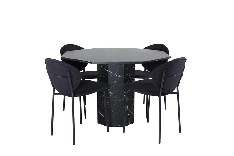 Marbs Spisebord 110 cm Rundt med 4 Vault Spisestoler - Møbler - Bord - Spisegrupper