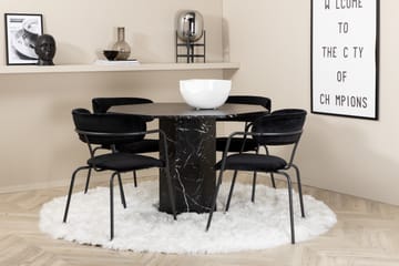 Marbs Spisegruppe 110 cm Rund med 4 Arrow Stoler - Sort - Møbler - Bord - Spisegrupper