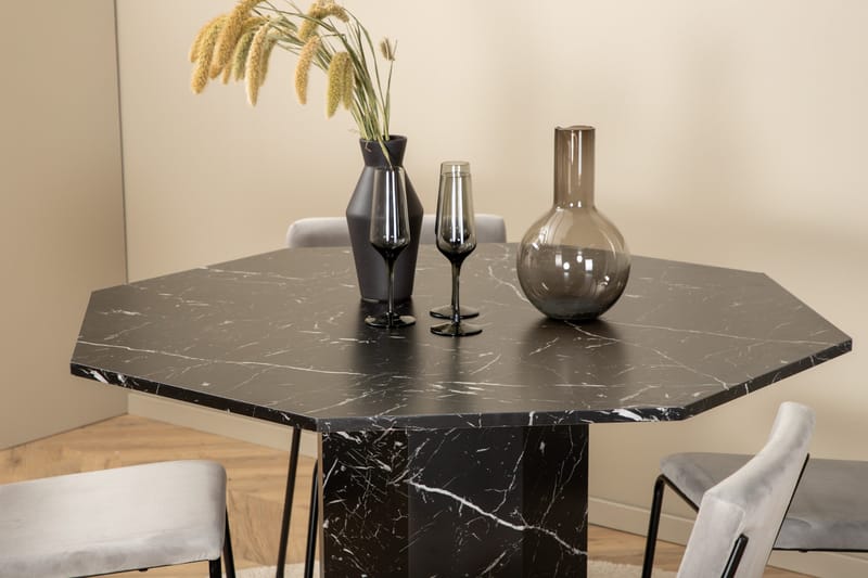 Marbs Spisegruppe 110 cm Rund med 4 Kenth Stoler - Sort - Møbler - Bord - Spisegrupper