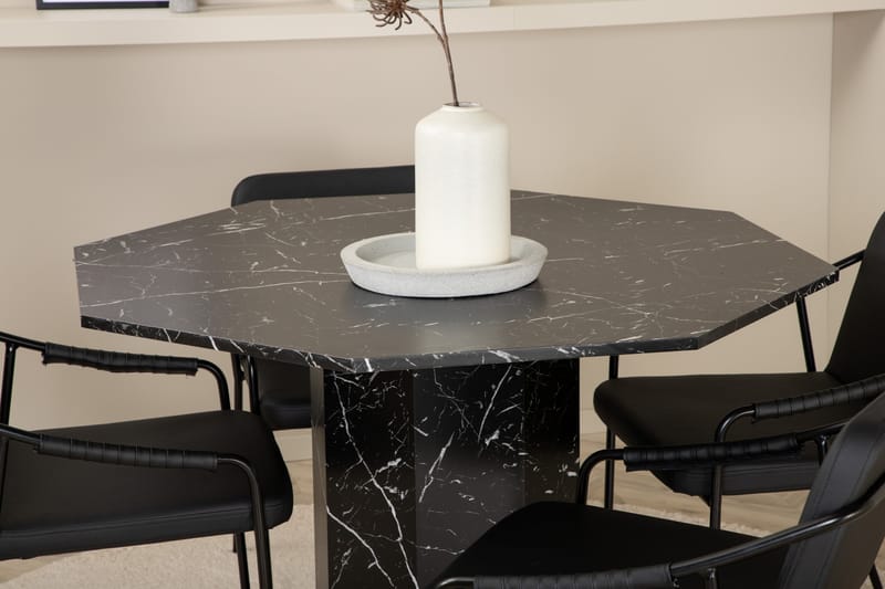 Marbs Spisegruppe 110 cm Rund med 4 Tvista Stoler - Sort - Møbler - Bord - Spisegrupper
