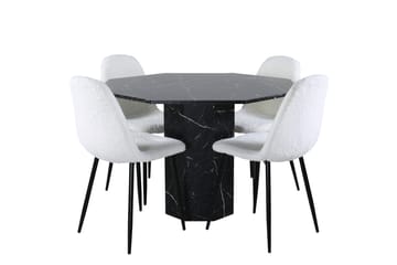 Marbs Spisegruppe 110 cm Rund med 4 Polar Stoler - Sort - Møbler - Bord - Spisegrupper