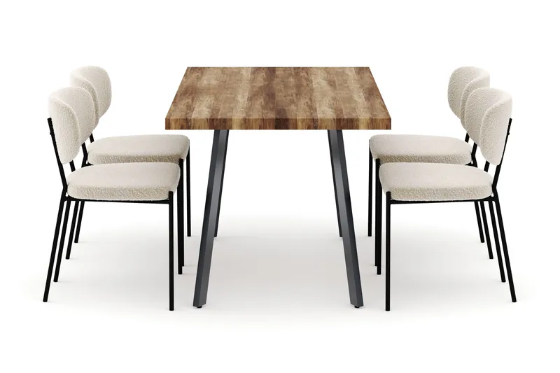 Marcelen Uttrekkbart Spisebord med 4 Gemmiano Stoler - Brun - Møbler - Bord - Spisegrupper