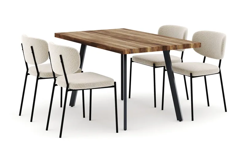 Marcelen Uttrekkbart Spisebord med 4 Gemmiano Stoler, Brun