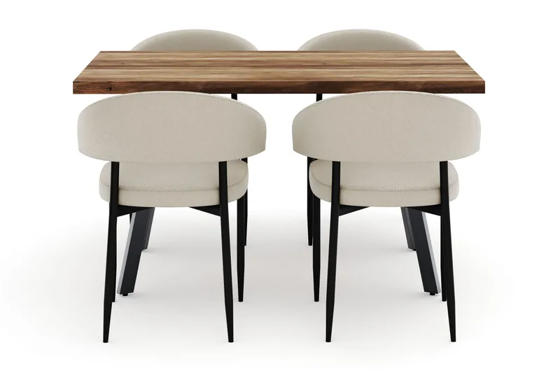 Marcelen Uttrekkbart Spisebord med 4 Sawako Stoler - Brun - Møbler - Bord - Spisegrupper