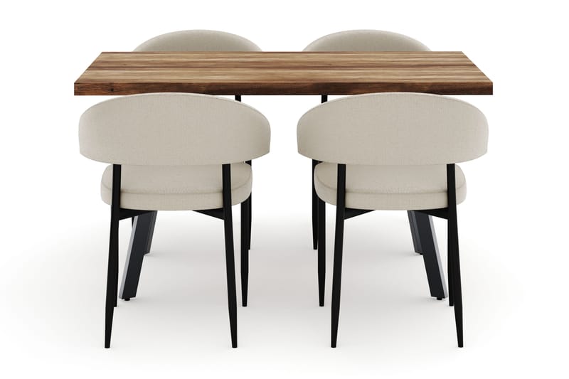 Marcelen Uttrekkbart Spisebord med 4 Sawako Stoler - Brun - Møbler - Bord - Spisegrupper