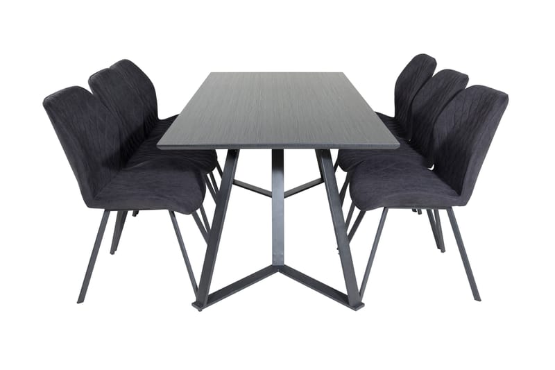 Marina Matgruppe 180 cm Rektangulær med 6 Gemma Stoler, Sort