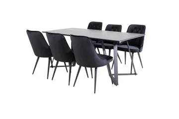 Marina spisebord 180 cm med 6 Velvet Deluxe fløyelsstoler - Møbler - Bord - Spisegrupper