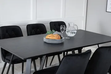 Marina spisebord 180 cm med 6 Velvet Deluxe fløyelsstoler - Møbler - Bord - Spisegrupper