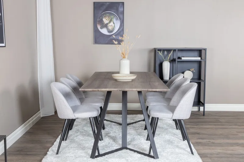 Marina spisebord 180 cm med 6 Velvet spisestoler - Møbler - Bord - Spisegrupper