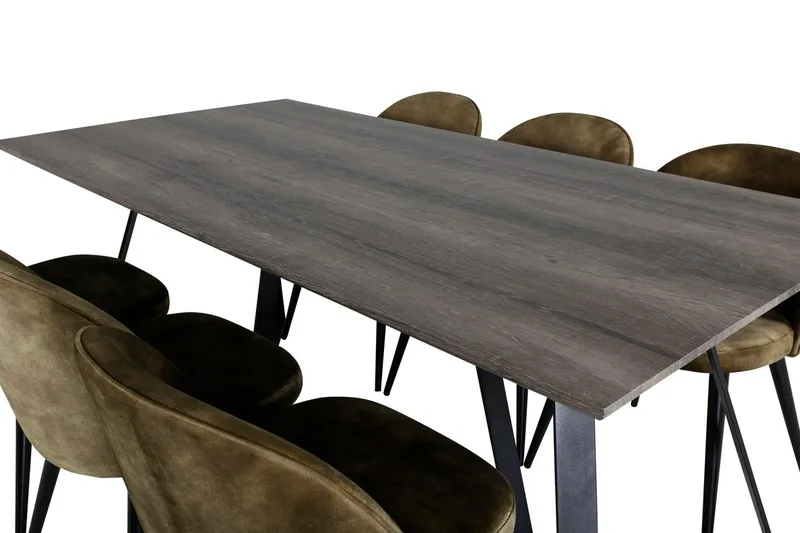 Marina spisebord 180 cm med 6 Velvet spisestoler - Møbler - Bord - Spisegrupper