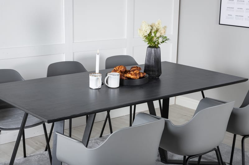 Marina spisegruppe 180 cm rektangulær med 6 Comfort stoler - Svart - Møbler - Bord - Spisegrupper