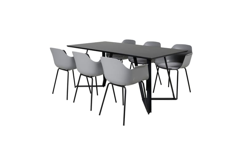 Marina spisegruppe 180 cm rektangulær med 6 Comfort stoler - Svart - Møbler - Bord - Spisegrupper