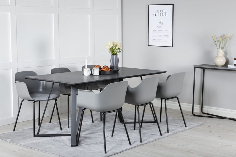 Marina spisegruppe 180 cm rektangulær med 6 Comfort stoler - Svart - Møbler - Bord - Spisegrupper