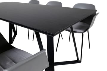 Marina spisegruppe 180 cm rektangulær med 6 Comfort stoler - Svart - Møbler - Bord - Spisegrupper