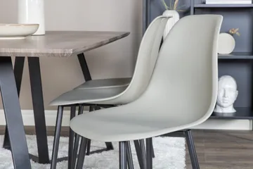 Marina Spisegruppe 180 cm Rektangulær med 6 Polar Stoler - Sort - Møbler - Bord - Spisegrupper