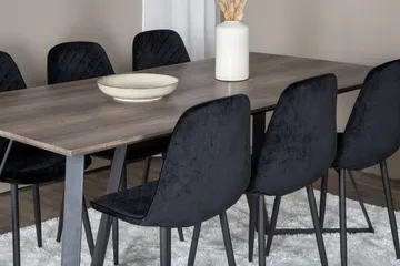 Marina Spisegruppe 180 cm Rektangulær med 6 Polar Stoler - Sort - Møbler - Bord - Spisegrupper