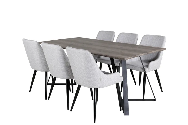 Marina Spisegruppe 180 cm Rektangulær med 6 Plaza Stoler - Sort - Møbler - Bord - Spisegrupper