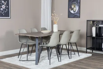 Marina Spisegruppe 180 cm Rektangulær med 6 Polar Stoler - Sort - Møbler - Bord - Spisegrupper