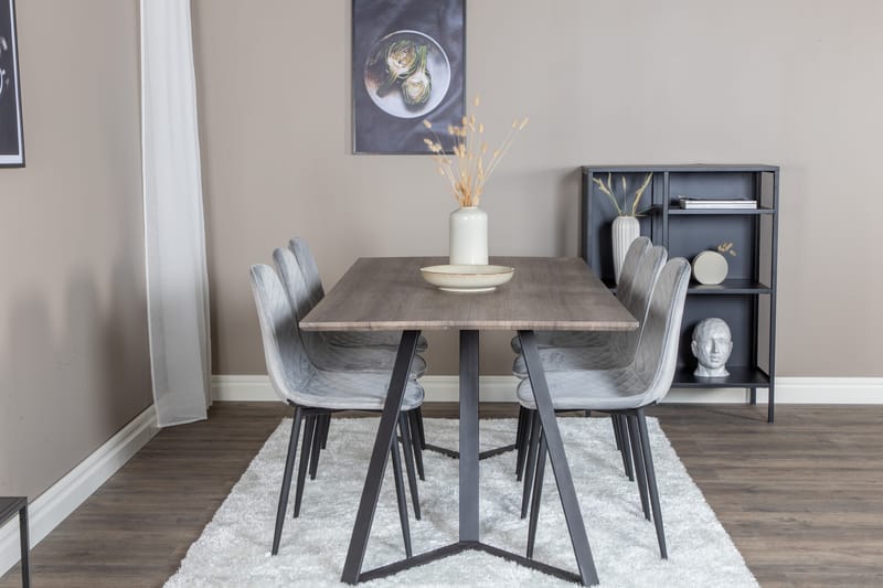 Marina Spisegruppe 180 cm Rektangulær med 6 Polar Stoler - Sort - Møbler - Bord - Spisegrupper