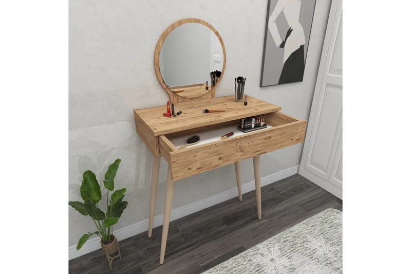 Markas Sminkebord 72 cm - Brun - Møbler - Bord - Sminkebord & toalettbord - Sminkebord med speil