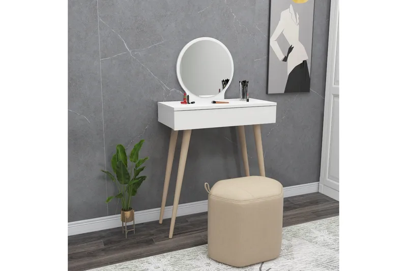 Markas Sminkebord 72 cm - Hvit - Møbler - Bord - Sminkebord & toalettbord - Sminkebord med speil